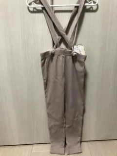 テータテート　くすみピンク　リブ　サス付きレギンスパンツ