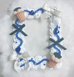 推し活 ホイップデコ 硬質ケース ブルー 水色 ケーキ スイーツ リボン