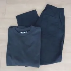 UNIQLO コットンアンクルパンツ エアリズムTシャツ グレー Sセット