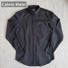 Calvin Klein ブラック×ダークグレー ストライプ 長袖シャツ M