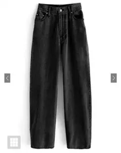 新品GRLカーブデニムパンツ[qu01] ブラック サイズL