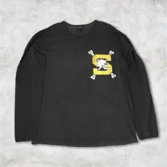 【STUSSY】00s ロンT コットン ドクロ　フェード　M　 ブラックのサムネイル
