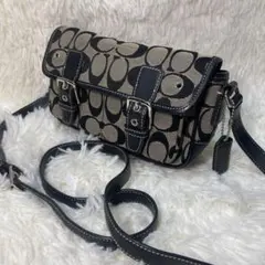 コーチ カメラバック ショルダーバック シグネチャー レザー ブラック 6844