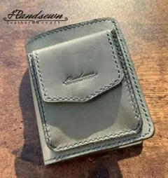 ハンドメイド　本革　コンパクト　２つ折り財布