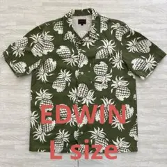 EDWIN エドウィン アロハシャツ風 L パイナップル柄 コットンリネンのサムネイル