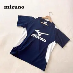 ミズノ mizuno Vネック Tシャツ L ネイビー スポーツウェア ロゴ