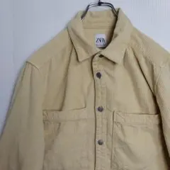 ZARA ザラ 長袖シャツ コーデュロイシャツ イエロー 無地 メンズМ