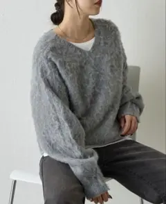 モヘアタッチニットプルオーバー　ニット　グレーCOLONY2139