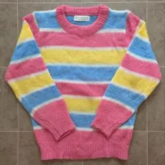 【洗い替えに◎】キッズニット 130 カラフルボーダー 通園 通学 春服