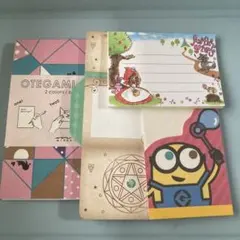 メモ帳　4冊セット　平成レトロ　折り紙メモ　ミニオン　まとめ売り　swimmer