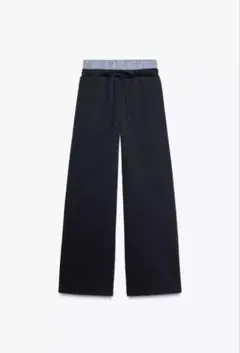 ZARA スウェットパンツ ジョガーパンツ ネイビー フェイクダブル