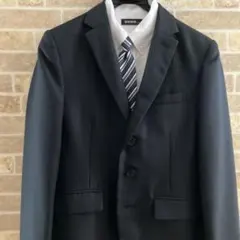 ブラックストライプ 2ピーススーツ ネクタイ、カッターシャツ付き150cm