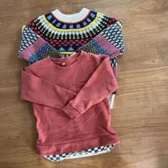 ノルディック柄ニットセーターとトレーナー２枚セット