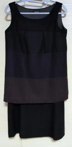 INDIVI ブラック ダークパープル セットアップ