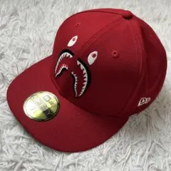 【美品】 A BATHING APE キャップ シャーク 赤 ニューエラ