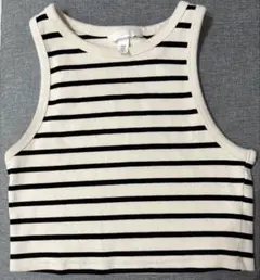H&M ホワイト/ブラックストライプ タンクトップ 165cm
