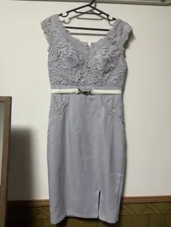 JEWELS グレー レースタイトドレス