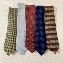 ① 【まとめ売り】 ブランド チェック 小紋柄 5本セット