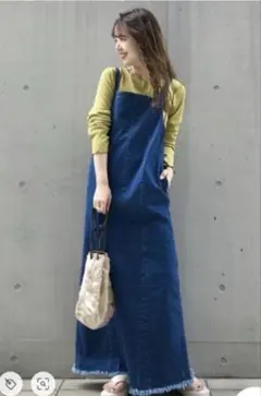 Kastane ストレッチデニムフリンジジャンスカ