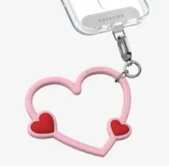 ケースティファイ　ハート型ストラップ　スマホリング　ピンク　ハートチャーム