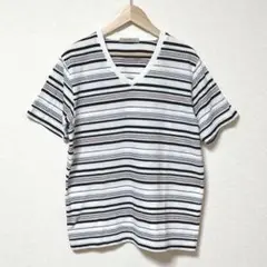 ☆ glory crew (M) Ｖネック ボーダー カットソー 白 青 赤