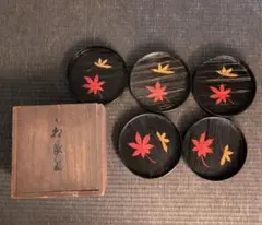 希少 鈴木繁男 図案】桜井漆器 本漆塗 蒔絵 『御銘々皿』 戸倉屋謹製