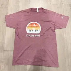 EXPLORE MORE Tシャツ Lサイズ くすみピンク　ロゴ　プリント