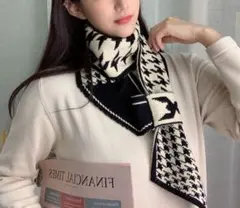 マフラー 千鳥格子 ストール ヘリンボーン 両面 暖かい ユニセックス ペア