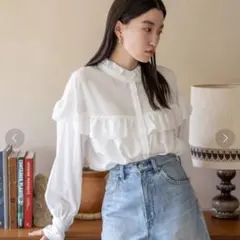 ☆LOWRYS FARM☆ローリーズファームホワイトフリル長袖シャツ．ブラウス