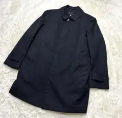 トゥモローランド黒 ステンカラーコート ロング丈