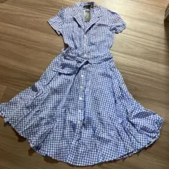R*A様 新品！ラルフローレン 麻リネン チェック柄 半袖シャツワンピース 4
