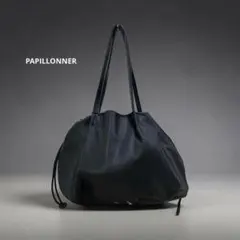 PAPILLONNER パピヨネ 巾着トートバッグ ナイロン レザー レオパード