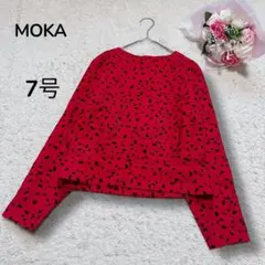 【MOKAモカ】昭和レトロ　ヴィンテージ　背中ボタン　ウール　ブラウス　赤　7号