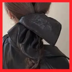 新品　ヘアアクセサリー　ヘアアクセ　シュシュ　ヘアゴム　おしゃれ　スクエア　黒