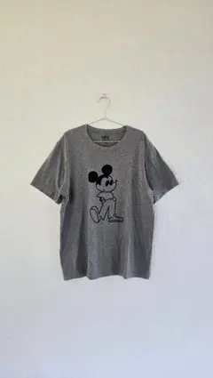 【UNIQLO】 UT ミッキーマウス ロゴ Tシャツ XL グレー