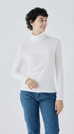 プチバトー　定番人気　長袖タートルネック　Mサイズ　ホワイト