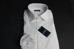 新品　4L(47-86)ワイドカラー/ワイシャツ 長袖 形態安定　白ストライプ柄