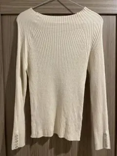 クラシカルエルフ　袖シェルボタン付きミドル丈ストレッチハイネックリブニット