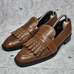 【週末限定価格】FABIO RUSCONI 本革 スタッズ フリンジローファーのサムネイル