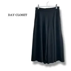 【DAY CLOSET】ストレッチワイドパンツ　ガウチョ　ウエストゴム　ブラック