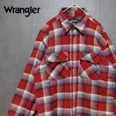 ラングラー チェック柄 ヘビーネルシャツ 胸ポケット 赤 レッド
