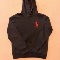 ポロラルフローレン 黒パーカー 赤ポニー M