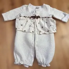 petit main 花柄刺繍ロンパース