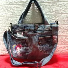 コロ葱様依頼品です! デニムリメイク２wayトートバッグショルダーストラップ付き