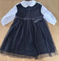 黒色ドットフォーマルドレス 100㎝ブラウス90㎝付き