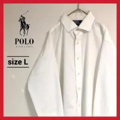 90s 古着 ポロラルフローレン 長袖シャツ 白シャツ ゆるダボ L