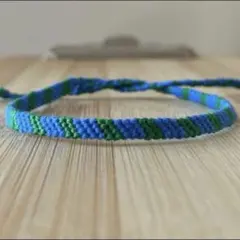 ブレスレット　アンクレット　ハンドメイド　メンズ　青×緑　ブルー　グリーン