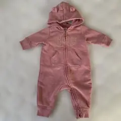 【美品】baby GAP 長袖ロンパース ピンク くま耳付き 新生児 50cm