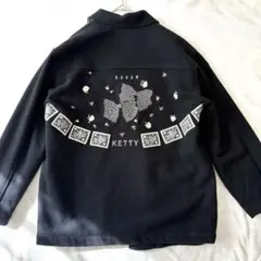 【希少】ピンクハウス　ブルゾン　ジャンパー　スタジャン　キルティング　黒　サテン セール】 クランタータンブーケ刺繍スカジャン （ブルゾン