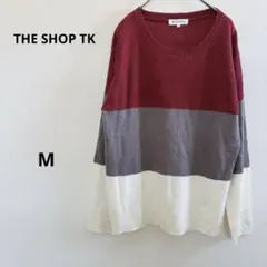 【THE SHOP TK】ボーダー ニットセーター 赤 グレー 白 ドッキングのサムネイル